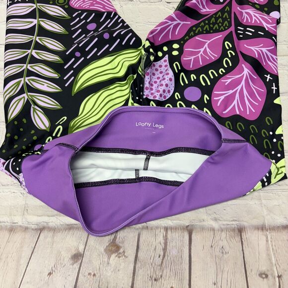 Loony Legs Women Leggings Size XL X-Large Colorful Artsy Floral D044 -9 - Picture 9 of 16